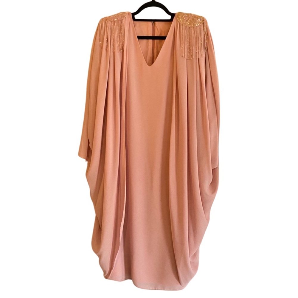 Light pink Avent garde, vintage,‎ long sleeve dress with sequin shoulder detail